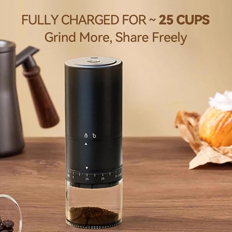 SIGBOT Portable Electric Coffee Grinder - 38 Grind Settings, Conical Burr & Black Stainless Steel Body, Rechargeable Mill for Espresso, Moka Pot, Turkish, Ideal for Camping and Travel - Image 5